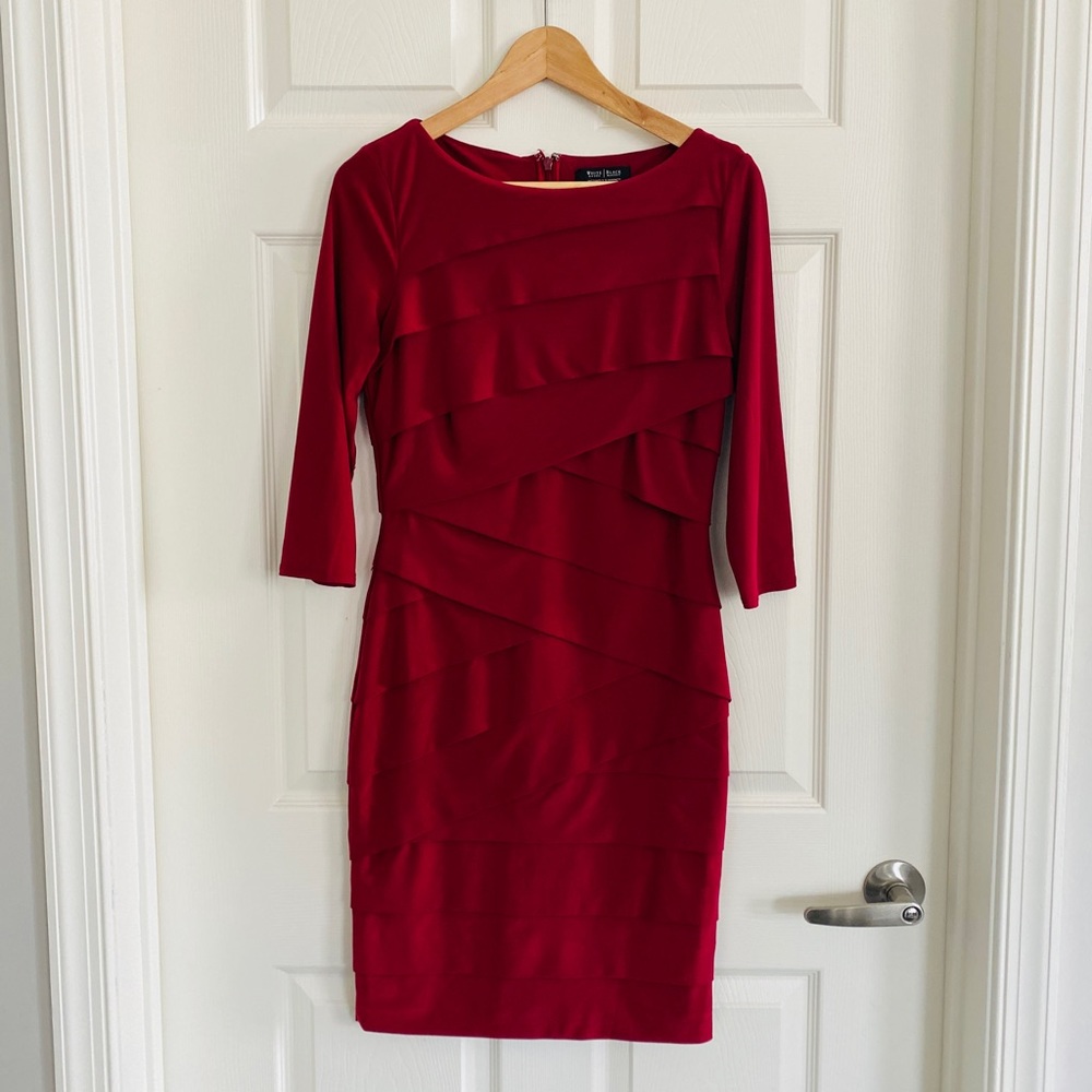 WHBM - “Instant Slimming” Spanx-Like, Burgundy Valentine's Cocktail Dress